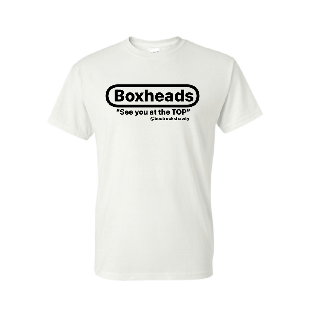 BOXHEADS WHITE W/BLACK LOGO T-SHIRT